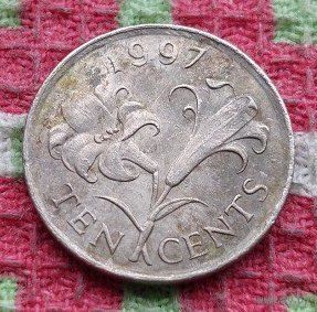 Бермудские острова 10 центов 1997 года. Бермуды. Елизавета II. Новогодняя ликвидация!