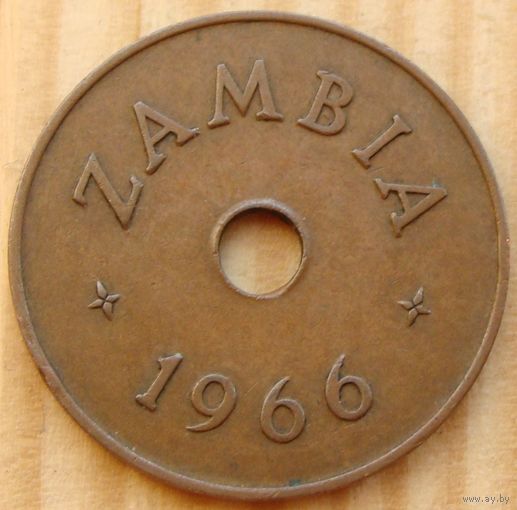 Замбия. 1 пенни 1966 год KM#5  Один год чекана!  Тираж: 7.200.000 шт