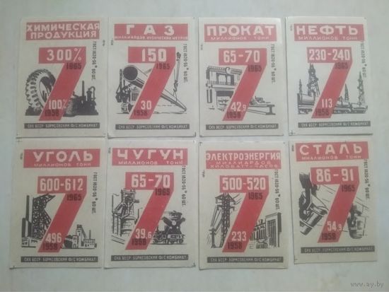 Спичечные этикетки ф.Борисов. Планы семилетки 1958-1965. 1958 год