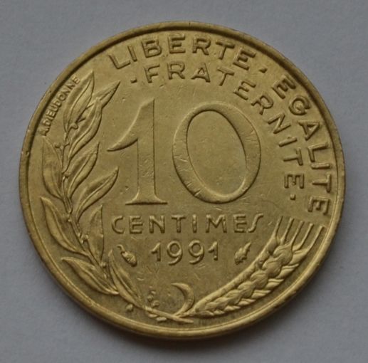 Франция, 10 сантимов 1991 г.