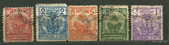 Пальма, флаги, пушки. Гаити. 1893-1898. Серия 5 марок