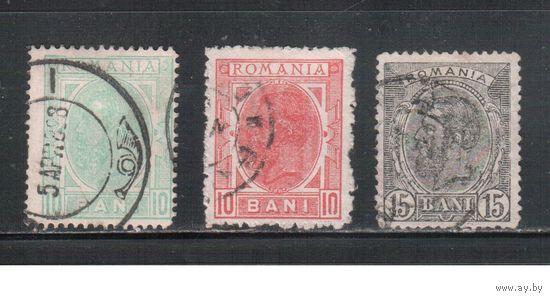 Румыния-1898, (Мих.113-115)  гаш. , Стандарт, Король Карл I, с ВЗ ,