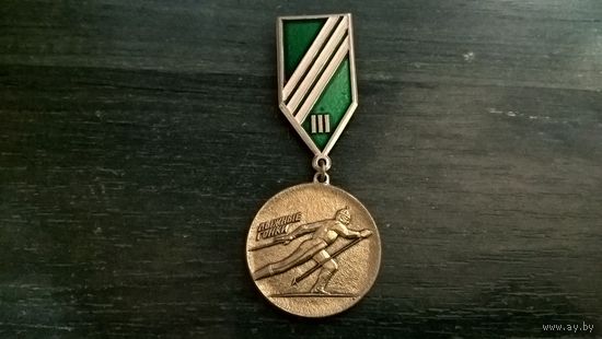 Медаль. 3 место в соревнованиях по лыжным гонкам.