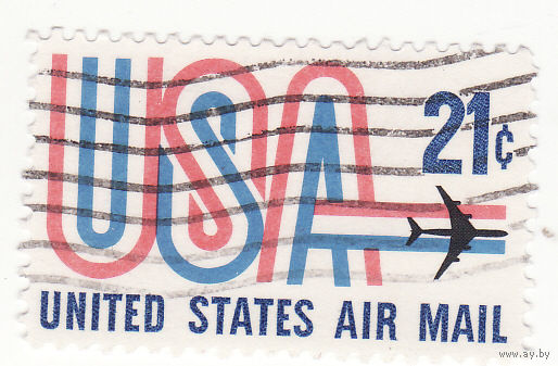 "США" и реактивный самолет (авиапочта) 1971 год
