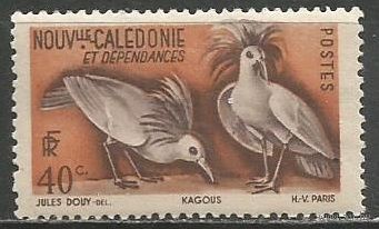 Новая Каледония. Нелетающая птица Кугу. 1948г. Mi#327.