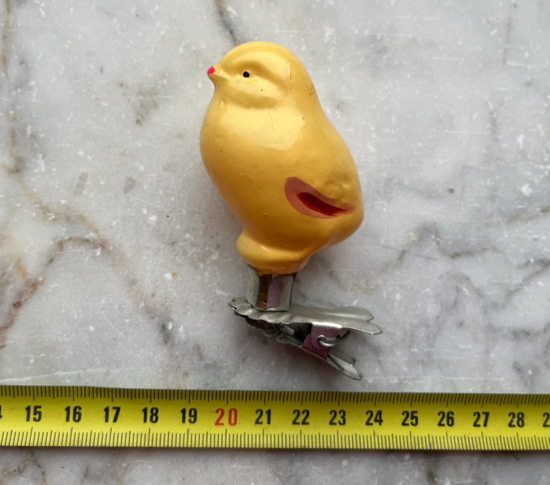 Ёлочная игрушка СССР цыпленок на прищепке стекло