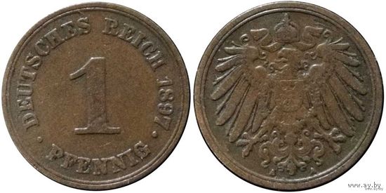 YS: Германия, Рейх, 1 пфенниг 1897A, KM# 10 (2)