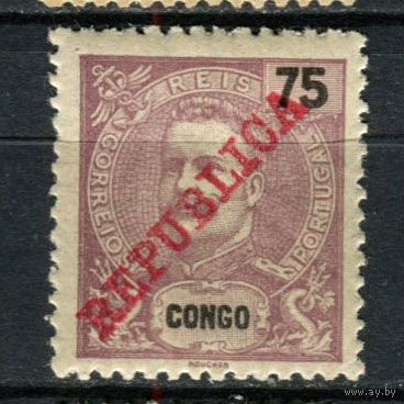 Португальское Конго - 1911 - Надпечатка REPUBLICA на 75R - [Mi.67] - 1 марка. MNH, MLH.  (Лот 130AX)