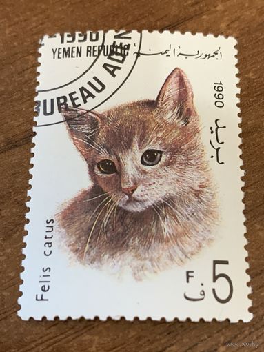 Йемен 1990. Домашние кошки. Марка из серии