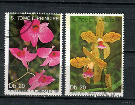 Сан Томе и Принсипи - 1989 - Орхидеи - [Mi. 1109-1110] - полная серия - 2 марки. Гашеные.  (Лот 31BJ)