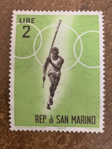 Сан Марино 1963. Олимпиада Токио-1964. Прыжки с шестом. Марка из серии