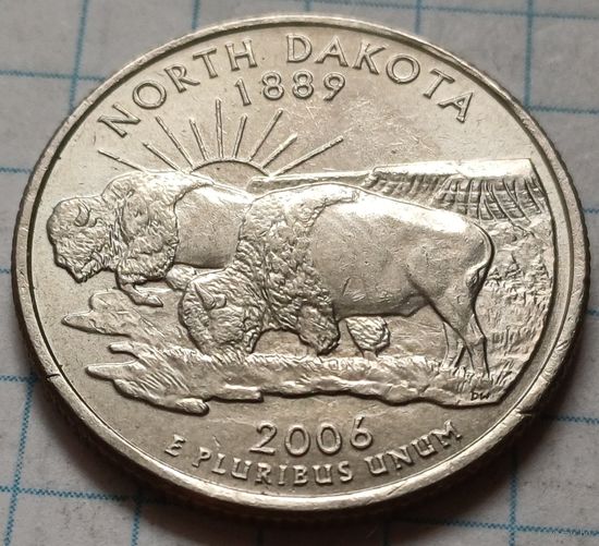 США 1/4 доллара, 2006 Квотер штата Северная Дакота      P      ( 2-5-1 )