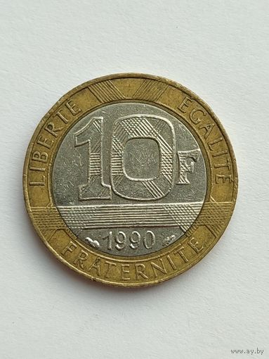 Франция. 10 франков 1990 года, биметалл.