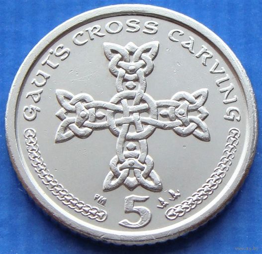 Остров Мэн. 5 пенсов  2001 года  KM#1038  "Кельтский крест"