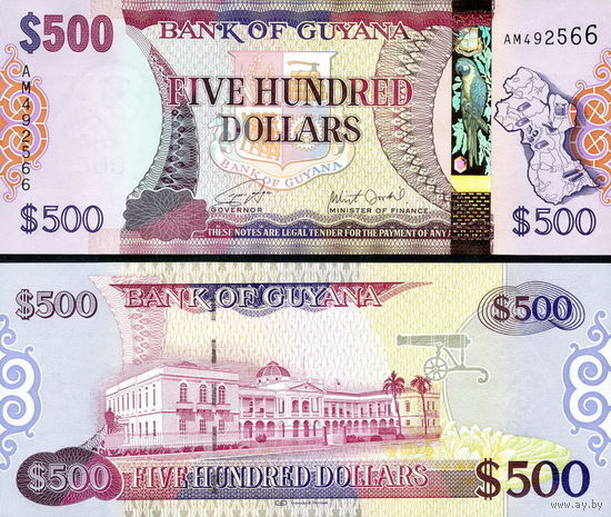 Гайана 500 долларов 2019 год  UNC