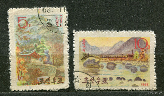 Пейзажи горы Мёхан. Северная Корея. 1963. Серия 2 марки