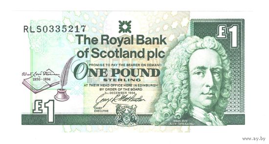 Шотландия 1 фунт 1994 года. Дата 3 декабря. Тип Р 358. Состояние UNC!