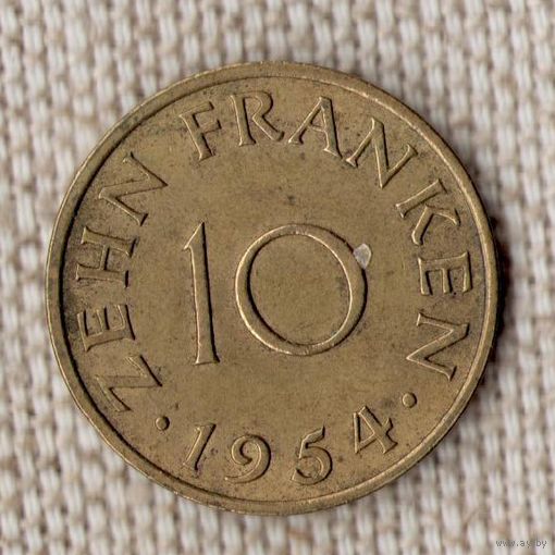 Германия Саар 10 франков 1954//(Oct)