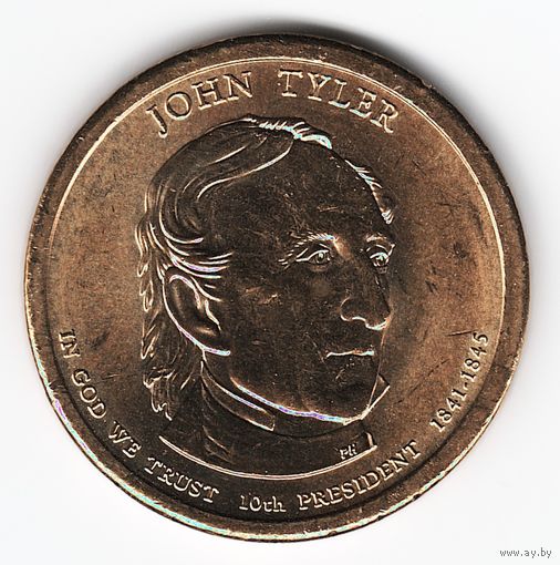 1 доллар США 2009 год 10-й Президент Джон Тайлер двор Р _состояние aUNC