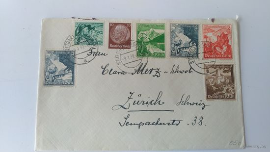 Немецкий конверт с оригинальными марками 1939 год