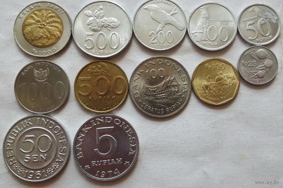 Набор монет Индонезии, unc. Разные типы.
