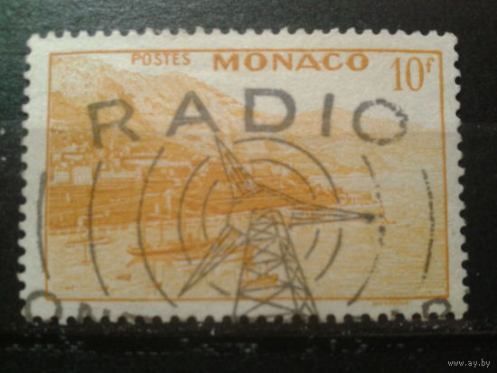 Монако 1949 вид на Монте-Карло, спецгашение Радио