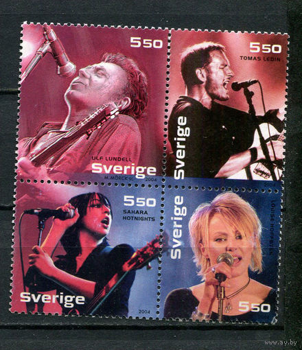 Швеция - 2004 - Музыканты - сцепка - 4 марки. Гашеные.  (Лот 69Ds)