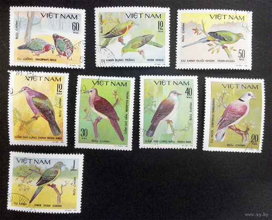 Вьетнам 1980 г. Птицы. Фауна, полная серия из 8 марок #0230-Ф1P53