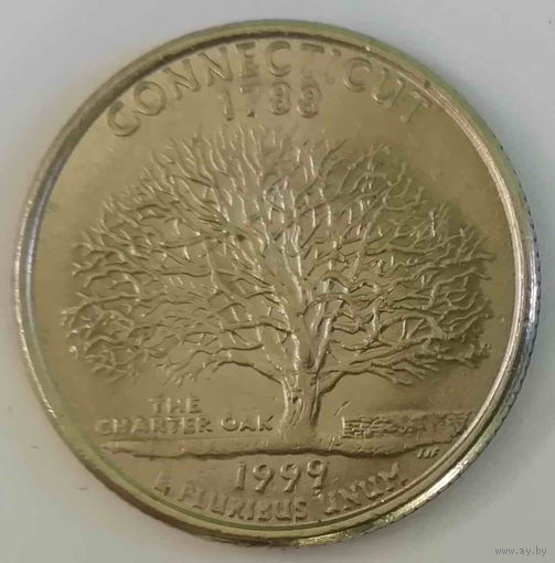25 центов (квотер)  1999 года, штат Коннектикут
