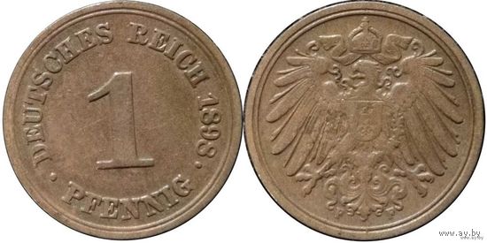 YS: Германия, Рейх, 1 пфенниг 1898F, KM# 10 (1)