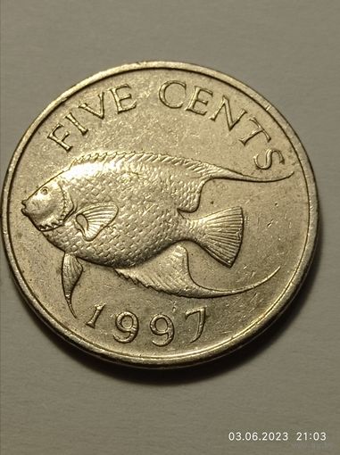 Бермуды 5 цент 1997 года .