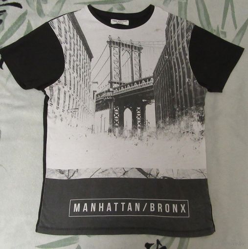 Черно-серо-белая Майка Принт Рисунок Манхэттенский Мост MANHATTAN BRONX CEDAR WOOD STATE