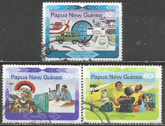 Папуа Новая Гвинея. Всемирный Год связи. 1983г. 3 марки.