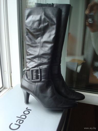Высокие (под колено) черные кожаные сапоги GABOR Германия 40-41 размера.