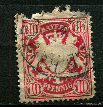 Королевство Бавария в составе Германской империи - 1888/1890 - Герб - 10Pf - [Mi.56] - 1 марка. Гашеная.  (Лот 127BW)