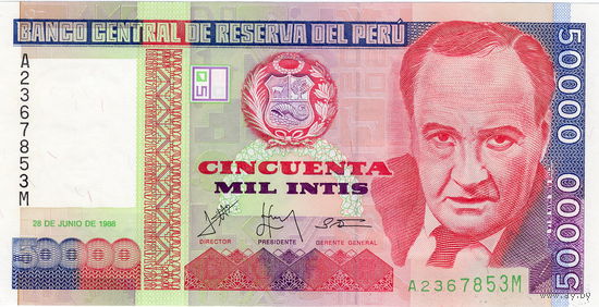 Перу, 50 000 инти, 1988 г., UNC