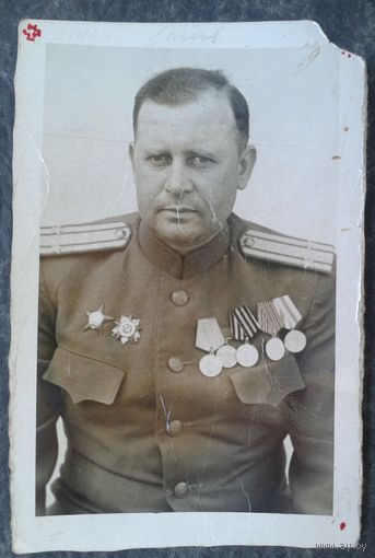 Фото подполковника с боевыми наградами. 6х9 см.