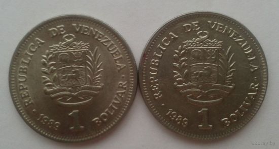 2 монеты по одному боливару либератору из венесуэлы