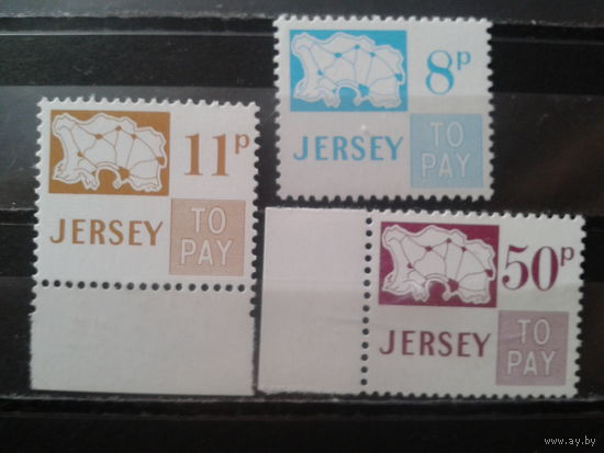 Джерси 1975 Доплатные марки, карта острова** Полная серия
