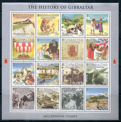 История Гибралтар 2000 год 1 малый лист из 16 марок
