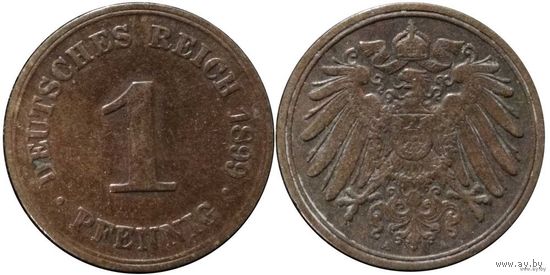 YS: Германия, Рейх, 1 пфенниг 1899A, KM# 10 (3)