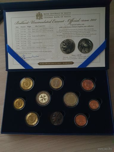 Официальный набор монет евро 2011 года Мальты регулярного чекана 1, 2, 5, 10, 20, 50 центов, 1 и 2 евро и 2 евро Первые выборы представителей в 1849 году. BU