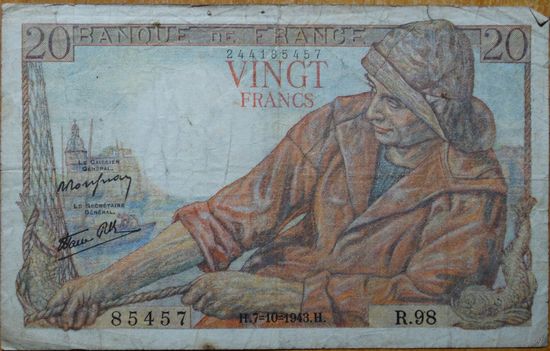 20 франков 1943 г., P100a