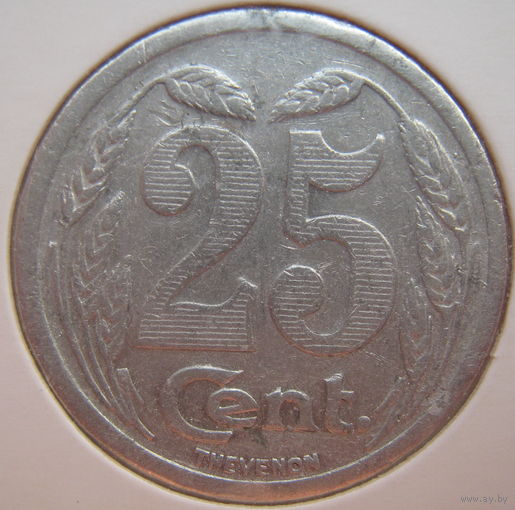 Франция 25 сантимов 1921 г. Нотгельд Эврё. В холдере (gk)