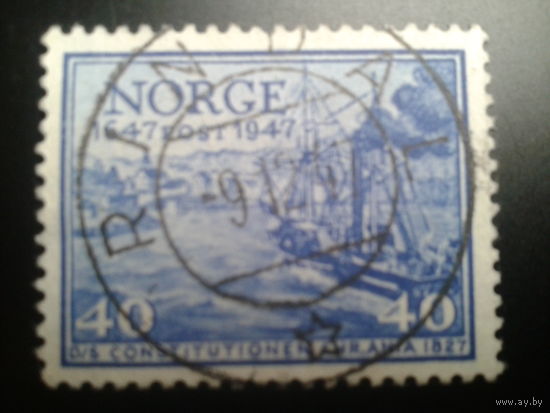 Норвегия 1947 300 лет почты, почтовое судно