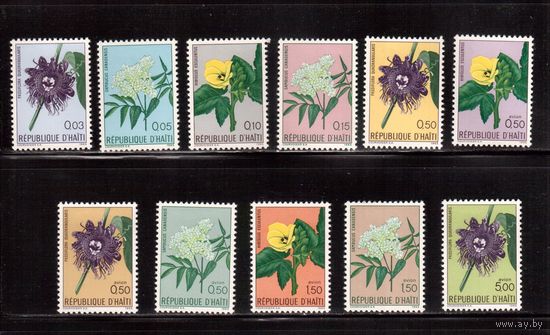 Гаити-1965 (Мих.846-856) * (след от накл.)  , Флора, Цветы (полная серия)