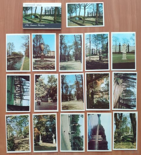 Ленинград Летний сад Набор из 16 открыток полный комплект Аврора 1971
