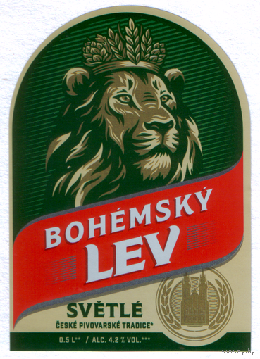 Этикетка пиво Богемский лев светлое Лидский ПЗ Т352