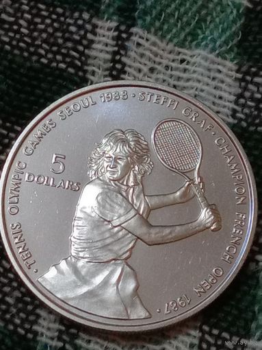 Ниуэ 5 долларов 1987 теннис Штеффи Граф