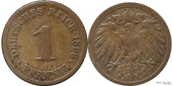 YS: Германия, Рейх, 1 пфенниг 1899D, KM# 10 (2)